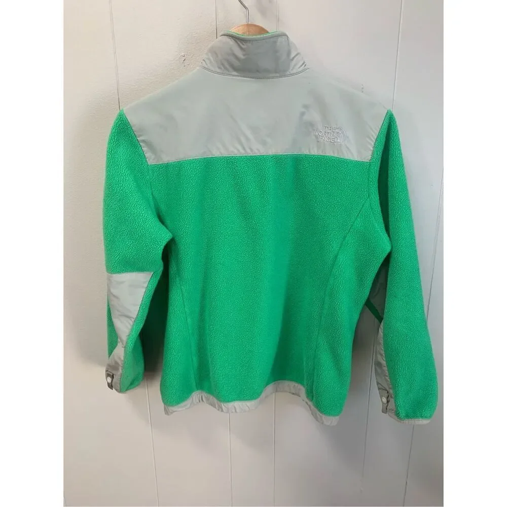 The North Face Girls Denali jacket green and gray zip up fleece Large